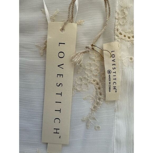 Love Stitch One of a kind Women's Ivory Lace Cardigan Floral Embroidered Size M - Picture 7 of 10